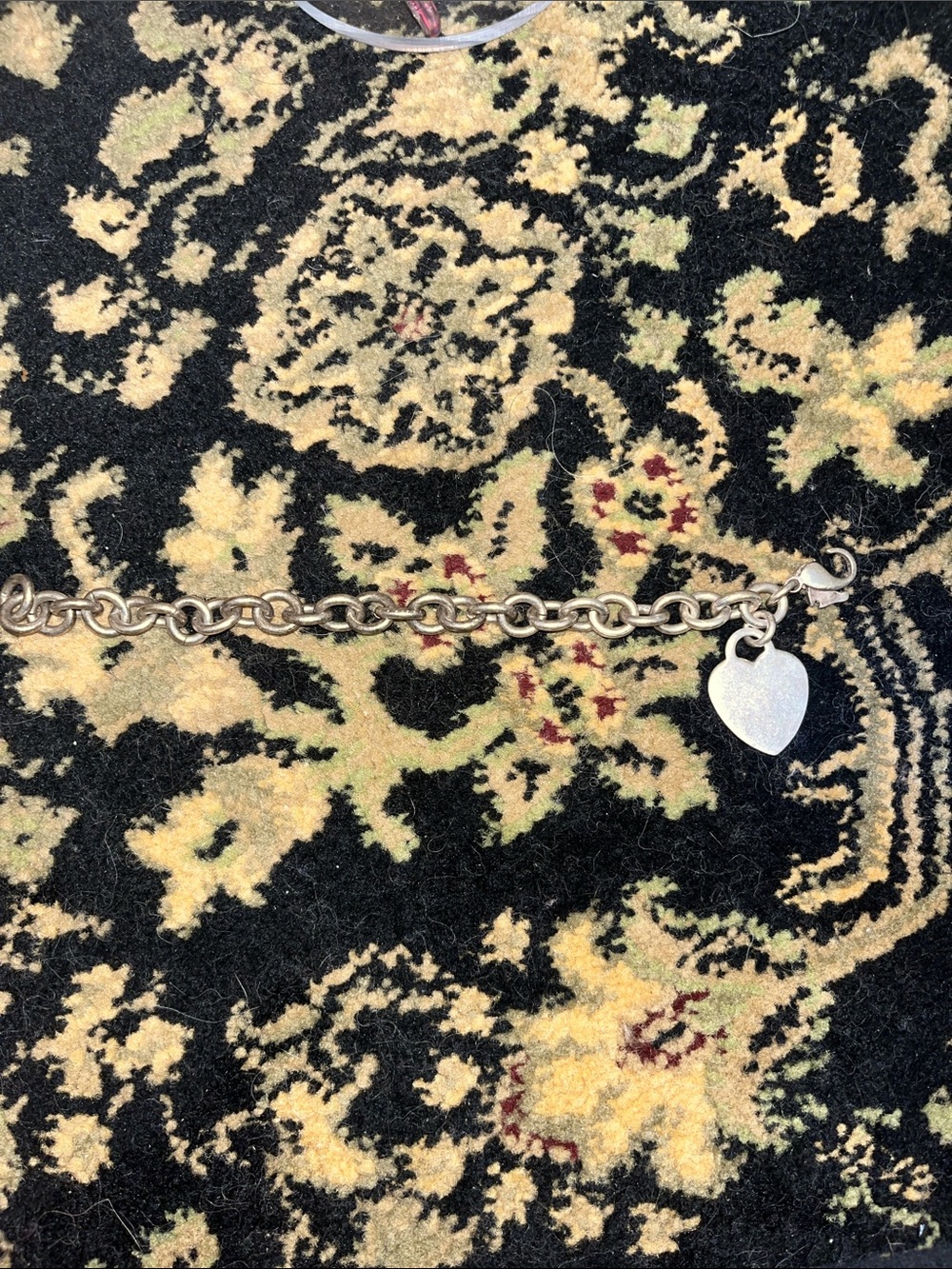 Sterling Silver Heart Charm Link Bracelet - Silver with broken clasp